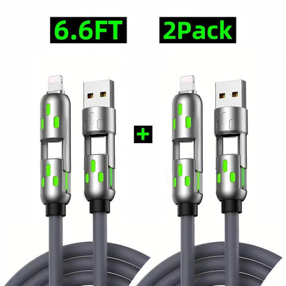 [Buy 1 Get 1 Free] 6.6Ft 4-In-1 Multi USB Charging Cable with USB A,Type C,Lightning-Max240W Fast Charging & Data Sync for Iphone16/15,Ipad Pro, Samsung & Laptops Fast Charge Usb Cable 4-In-1 Fast Breathing Light -Max 1 Usb-C Data 4 1 Charging Cable
