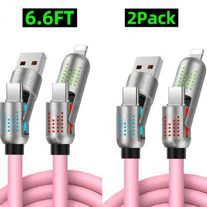 [Buy 1 Get 1 Free] 6.6Ft 4-In-1 Multi USB Charging Cable with USB A,Type C,Lightning-Max240W Fast Charging & Data Sync for Iphone16/15,Ipad Pro, Samsung & Laptops Fast Charge Usb Cable 4-In-1 Fast Breathing Light -Max 1 Usb-C Data 4 1 Charging Cable
