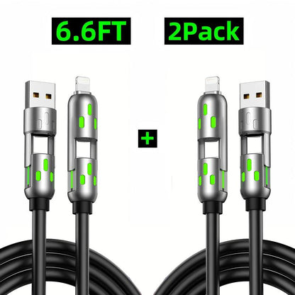 [Buy 1 Get 1 Free] 6.6Ft 4-In-1 Multi USB Charging Cable with USB A,Type C,Lightning-Max240W Fast Charging & Data Sync for Iphone16/15,Ipad Pro, Samsung & Laptops Fast Charge Usb Cable 4-In-1 Fast Breathing Light -Max 1 Usb-C Data 4 1 Charging Cable