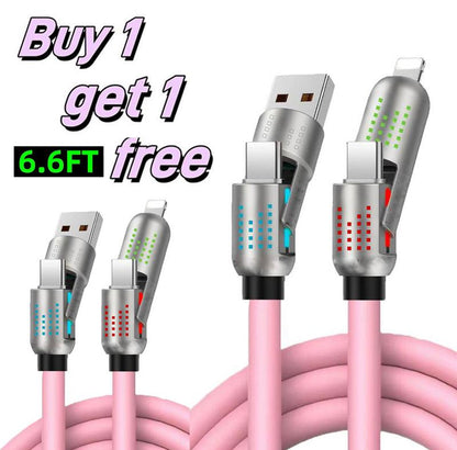 [Buy 1 Get 1 Free] 6.6Ft 4-In-1 Multi USB Charging Cable with USB A,Type C,Lightning-Max240W Fast Charging & Data Sync for Iphone16/15,Ipad Pro, Samsung & Laptops Fast Charge Usb Cable 4-In-1 Fast Breathing Light -Max 1 Usb-C Data 4 1 Charging Cable