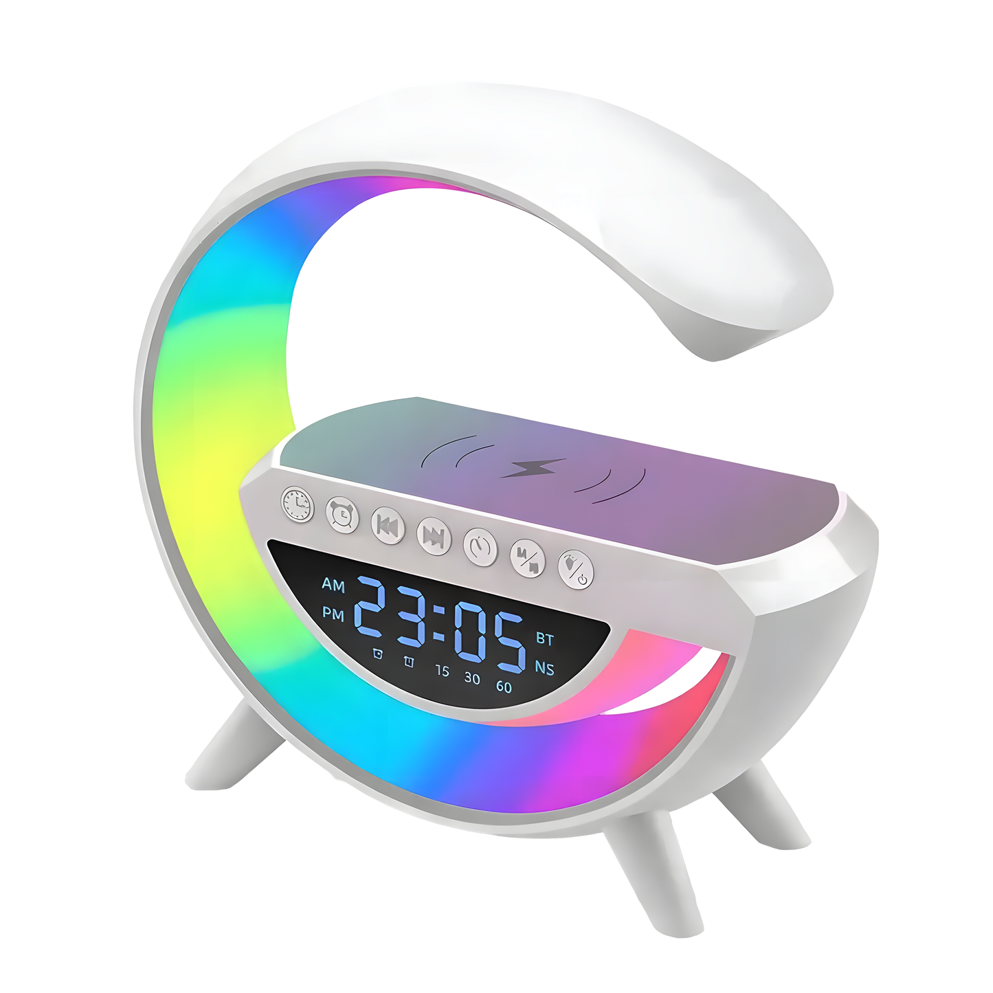 5-in-1 Smart Lamp / RGB LED / Bluetooth Speaker / Alarm / Wireless Charging